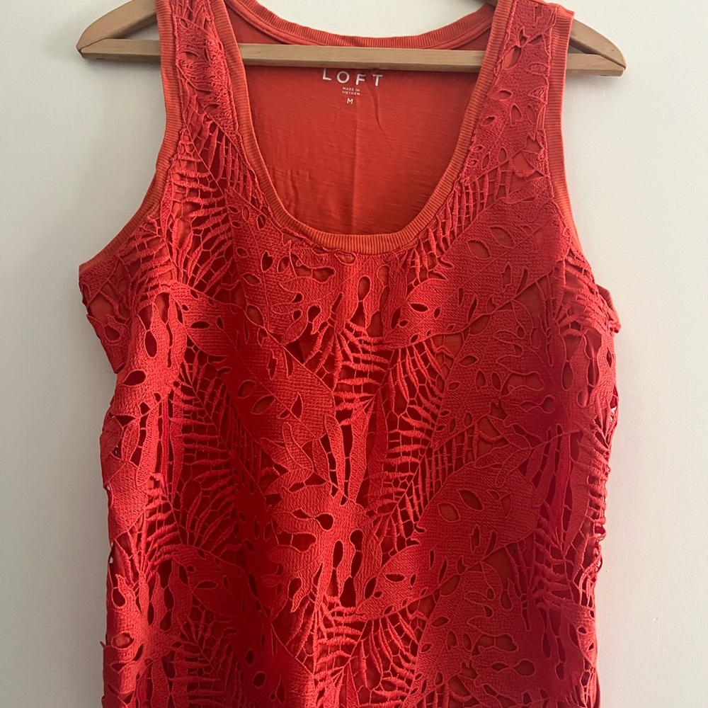 LOFT Orange Sleeveless Cut Out Tank Top